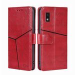 Custodia in pelle per Sharp Aquos Wish 3 con cuciture geometriche (rosso)