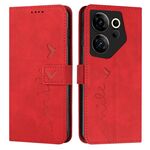 Custodia per telefono in pelle con motivo a cuore per Tecno Camon 20 Premier Skin Feel (rosso)