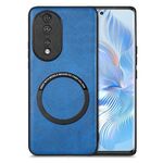 Custodia per cellulare con cover posteriore in pelle tinta unita per Honor 80 (blu)