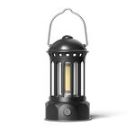 Modello di batteria COB Lampada da campeggio portatile per esterni Lampada da tenda per atmosfera Lampada retrò, dimensioni: piccola nera