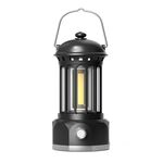 Modello di batteria COB Lampada da campeggio portatile per esterni Lampada da tenda per atmosfera Lampada retrò, dimensioni: grande nero