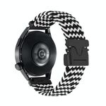 Cinturino per orologio in nylon intrecciato con bottone automatico da 22 mm (motivo a onde, nero e bianco)