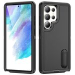 Per Samsung Galaxy S25 Ultra 5G Custodia per telefono in silicone ibrido PC robusto con supporto (nero)
