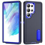 Per Samsung Galaxy S25 Ultra 5G Custodia per telefono in silicone ibrido PC robusto con supporto (blu scuro + blu reale)