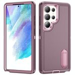 Per Samsung Galaxy S25 Ultra 5G Custodia per telefono in silicone ibrido PC robusto con supporto (viola+rosa)