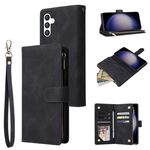 Per Samsung Galaxy S25 5G Custodia per telefono in pelle con cerniera smerigliata multifunzionale (nera)
