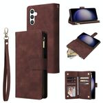 Per Samsung Galaxy S25 5G Custodia per telefono in pelle con cerniera smerigliata multifunzionale (caffè)