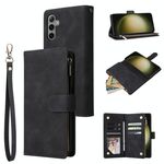 Per Samsung Galaxy S25+ 5G Custodia per telefono in pelle con cerniera smerigliata multifunzionale (nera)