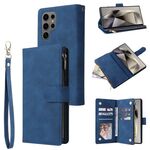 Per Samsung Galaxy S25 Ultra 5G Custodia per telefono in pelle con cerniera smerigliata multifunzionale (blu)