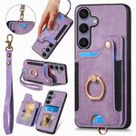 Per Samsung Galaxy S25 5G Retro Skin-feel Ring Multi-card Wallet Phone Case (Viola)