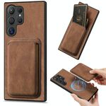 Per Samsung Galaxy S25 Ultra 5G Retro Leather Card Bag Custodia magnetica per telefono (marrone)