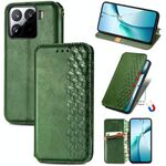 Per Xiaomi 15 Pro Custodia per telefono in pelle magnetica pressata a griglia cubica (verde)