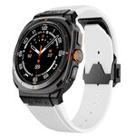 Per Samsung Galaxy Watch Ultra 47mm Connettore Nero Fibbia Nera Cinturino in Silicone (Bianco)