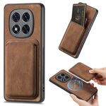 Per Xiaomi Redmi Note 14 Pro+ 5G Retro Pelle Card Bag Custodia Magnetica per Telefono (Marrone)