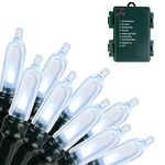 Stringa di luci natalizie con batteria impermeabile, stringa di luci a forma di cielo stellato, lunghezza: 5 m, 50 luci (bianco)
