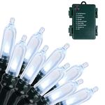 Stringa di luci natalizie con batteria impermeabile, stringa di luci a forma di cielo stellato, lunghezza: 10 m, 100 luci (bianco)
