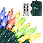 Stringa di luci a forma di lampadina di Natale, impermeabile, con batteria, cielo stellato, lunghezza: 5 m, 50 luci con telecomando (colorate)