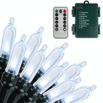 Stringa di luci natalizie con batteria impermeabile, stringa di luci a forma di cielo stellato, lunghezza: 5 m, 50 luci con telecomando (bianco)