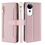 Per vivo S19 Pro Sheep Texture Cross-body Zipper Wallet Custodia in pelle per telefono (rosa)