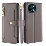 Per vivo Y28 4G Sheep Texture Portafoglio con cerniera in pelle Custodia per telefono (grigio)