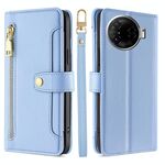 Per Tecno Camon 30 Pro 5G Sheep Texture Portafoglio a tracolla con cerniera in pelle Custodia per telefono (blu)