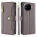 Per Tecno Camon 30 Pro 5G Sheep Texture Portafoglio con cerniera in pelle Custodia per telefono (grigio)