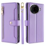Per Tecno Camon 30 Pro 5G Sheep Texture Portafoglio a tracolla con cerniera in pelle Custodia per telefono (viola)