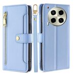 Per Tecno Camon 30 Lite Sheep Texture Portafoglio a tracolla con cerniera in pelle Custodia per telefono (blu)
