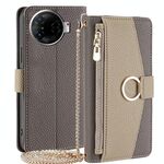 Per Tecno Camon 30 Pro 5G Custodia a tracolla in pelle con texture Litchi (grigio)