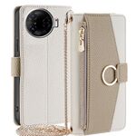 Per Tecno Camon 30 Pro 5G Custodia a tracolla in pelle con texture Litchi (bianca)