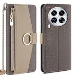 Per Tecno Camon 30 Premier 5G Custodia a tracolla in pelle con texture Litchi (grigio)