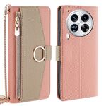 Per Tecno Camon 30 Premier 5G Custodia a tracolla in pelle con texture Litchi (rosa)