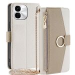 Per vivo iQOO Z9x 5G Custodia a tracolla in pelle con texture Litchi (bianca)