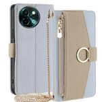 Per vivo Y38 5G / T3x Global Crossbody Custodia per telefono in pelle con trama litchi (blu)