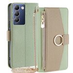 Per vivo Y100 5G IDN Custodia a tracolla in pelle con trama litchi (verde)