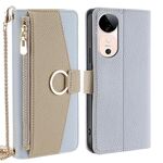 Per vivo S19 Custodia per telefono in pelle con texture Litchi Crossbody (blu)