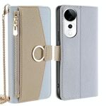 Per vivo S19 Pro Custodia a tracolla in pelle con trama litchi (blu)