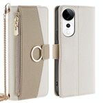 Per vivo S19 Pro Custodia per telefono in pelle con texture Litchi Crossbody (bianca)