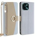 Per vivo Y28 4G Custodia a tracolla in pelle con trama litchi (blu)