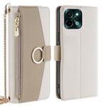 Per vivo Y28 4G Custodia a tracolla in pelle con trama litchi (bianca)