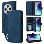 Per Redmi 14C 4G Custodia per telefono in pelle con cerniera smerigliata multifunzionale (blu)