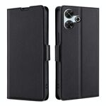 Per Redmi 13 4G Custodia per telefono in pelle con fibbia laterale ultra sottile e flip orizzontale (nero)