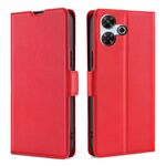 Per Redmi 13 4G Custodia per telefono in pelle con fibbia laterale ultra sottile e flip orizzontale (rosso)