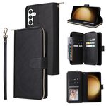 Per Samsung Galaxy S25+ 5G 9-Slot per schede Portafoglio con cerniera Custodia in pelle per telefono (nero)