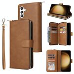 Per Samsung Galaxy S25+ 5G 9-Slot per schede Portafoglio con cerniera Custodia in pelle per telefono (marrone)