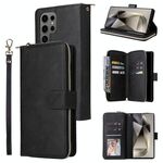 Per Samsung Galaxy S25 Ultra 5G 9-Card Slots Zipper Wallet Bag Custodia in pelle per telefono (nero)