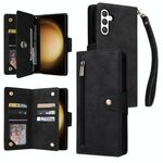 Per Samsung Galaxy S25+ 5G Rivet Buckle 9 Carte Custodia in Pelle a Tre Ante per Telefono (Nero)