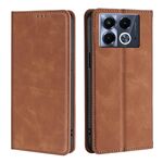 Per Infinix Note 40 5G Custodia in pelle magnetica Skin Feel (marrone chiaro)