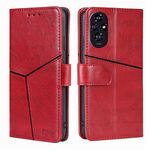 Custodia in pelle con cuciture geometriche per Honor 200 5G (rosso)