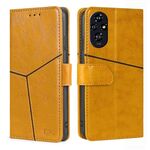 Custodia in pelle con cuciture geometriche per Honor 200 5G (giallo)